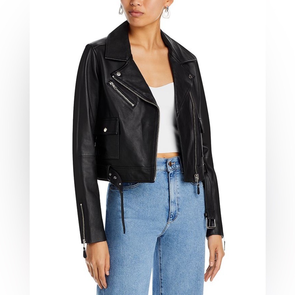 Paige Demetra Leather Moto Jacket Sz Xs